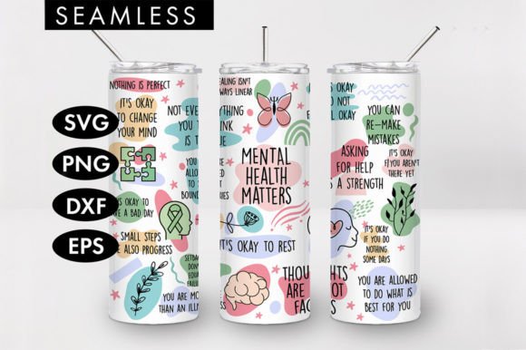 20oz Mental Health Skinny Tumbler SVG