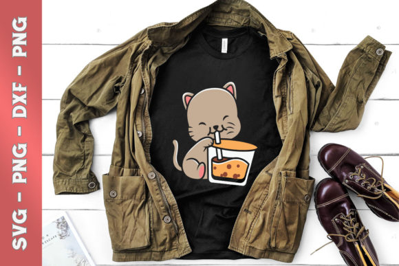 Cat Boba Tea Bubble Tea Anime Kawaii