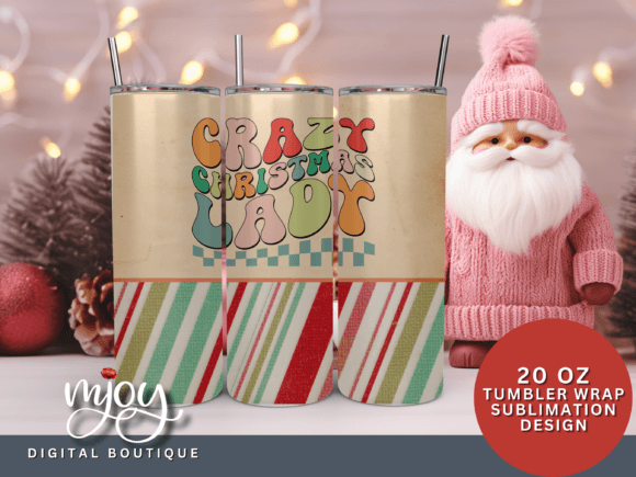Crazy Christmas Lady Tumbler SVG PNG