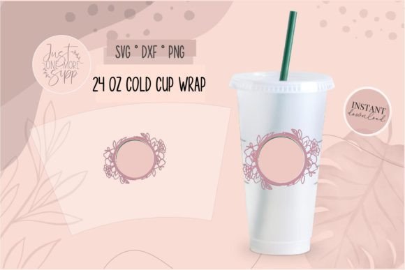 Floral Border Cold Cup Svg