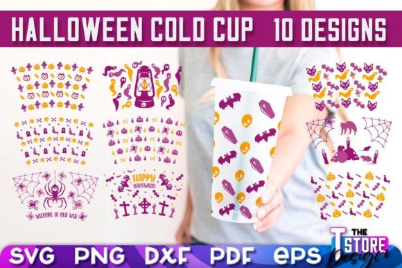 Halloween Cold Cup Wrap SVG