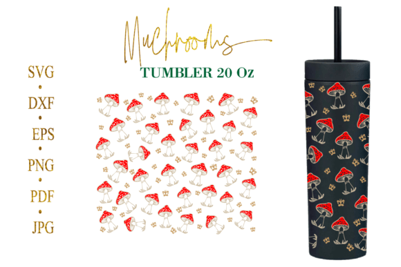 Mushroom Tumbler Svg for Embroidery