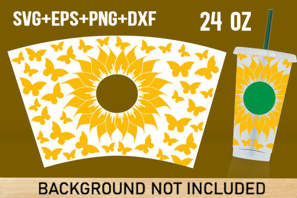 Sunflower Butterfly 24oz Cup Design