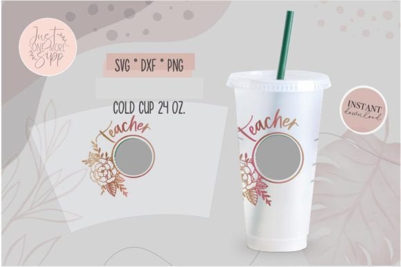 Teacher Floral Cold Cup SVG