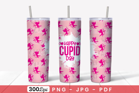 Valentine Cupid Skinny Tumbler Wrap PNG