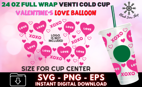 Valentine s Love Balloon Wrap Venti Cup