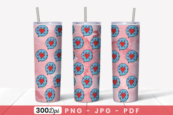 Valentine Skinny Tumbler Wrap Design PNG